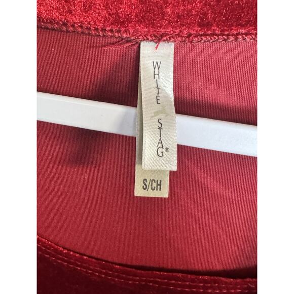 Red Velvet White Stag Womens Sz S Cardigan Set Festive Romantic Holiday Glam - Picture 3 of 6